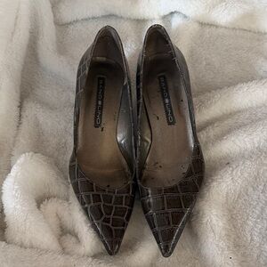 Bandolino Dark Gray Patent Croc-Embossed Heels